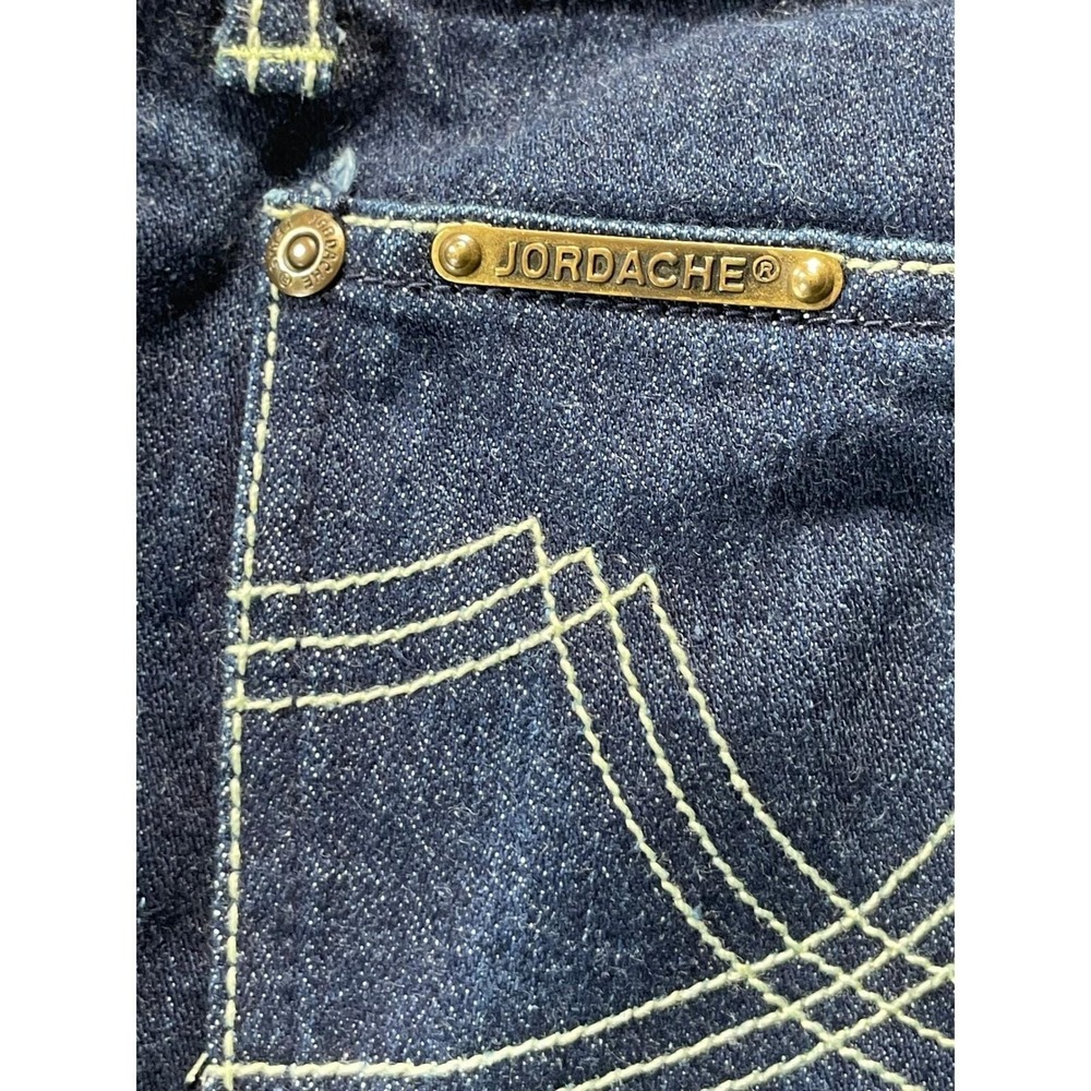 Vintage Jordache Mens 38 Jeans Dark Blue High Rise Straight Leg Thick Stitch - Picture 15 of 16
